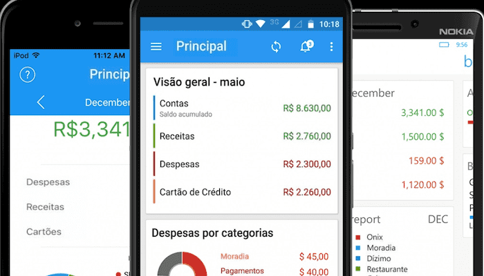 Dentre os mais bem ranqueados nas lojas de apps estão Mobills - Controle Financeiro (web, Android, iOS), Toshl Finanças (Android, iOS), Guiabolso Transação (Android/iOS), e Organizze Controle (Android, iOS). controle financeiro